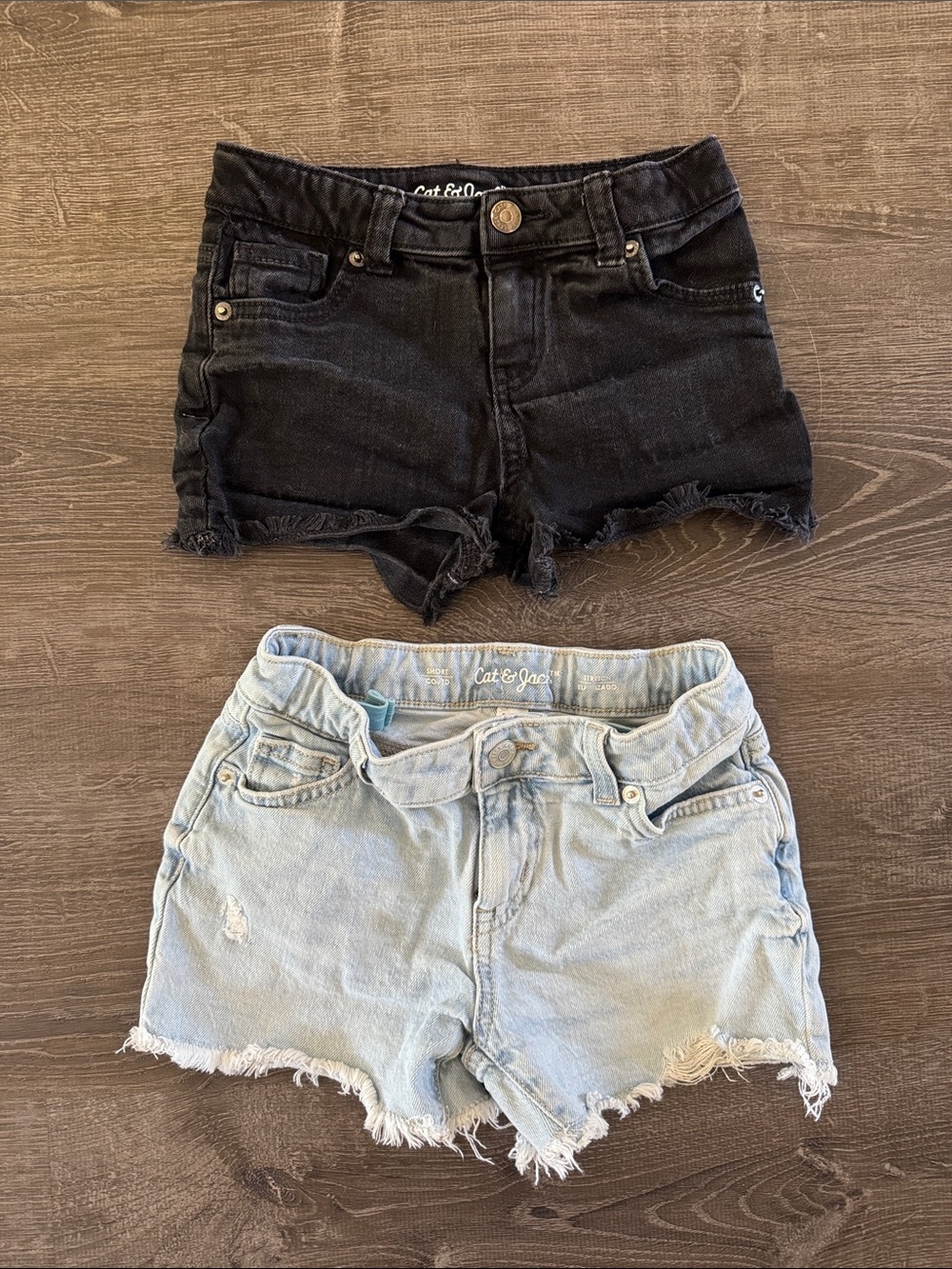 Cat & Jack Girls' Denim Short Set - Black & Light Blue